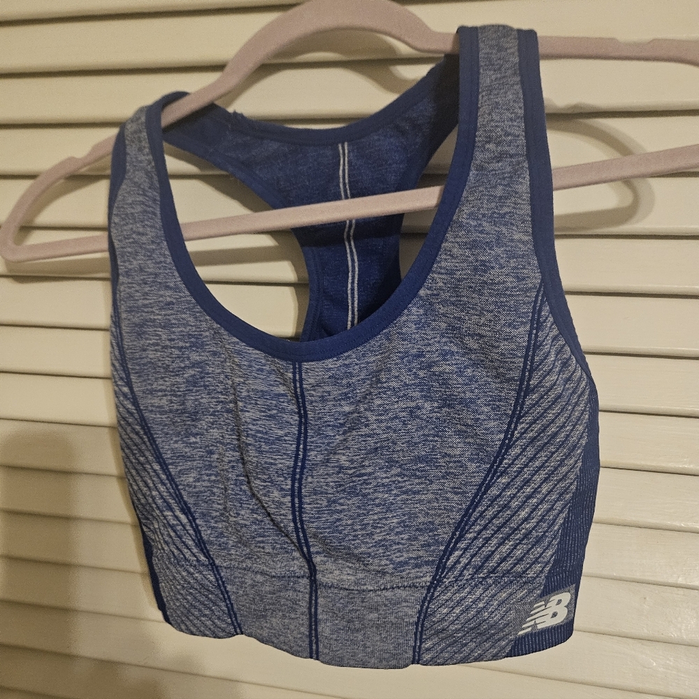 New Balance Heathered Blue Sports Bra Size Large